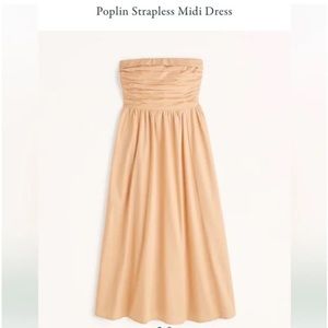 Abercrombie & Fitch Poplin Strapless Midi Dress - size L